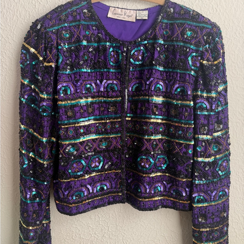 Laurence Kazar Purple and teal Sequin Jacket